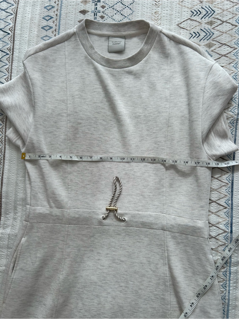 Varley Maple DoubleSoft Drawstring Crew Neck Dress Ash Medium Like New - Picture 9 of 9
